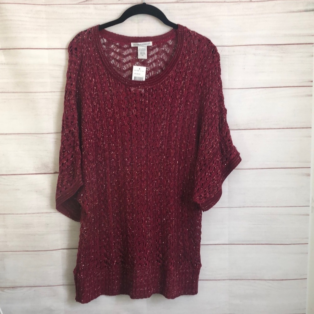 Reference Point 3X Red Merlot Combo Sweater NWT Plus Size
